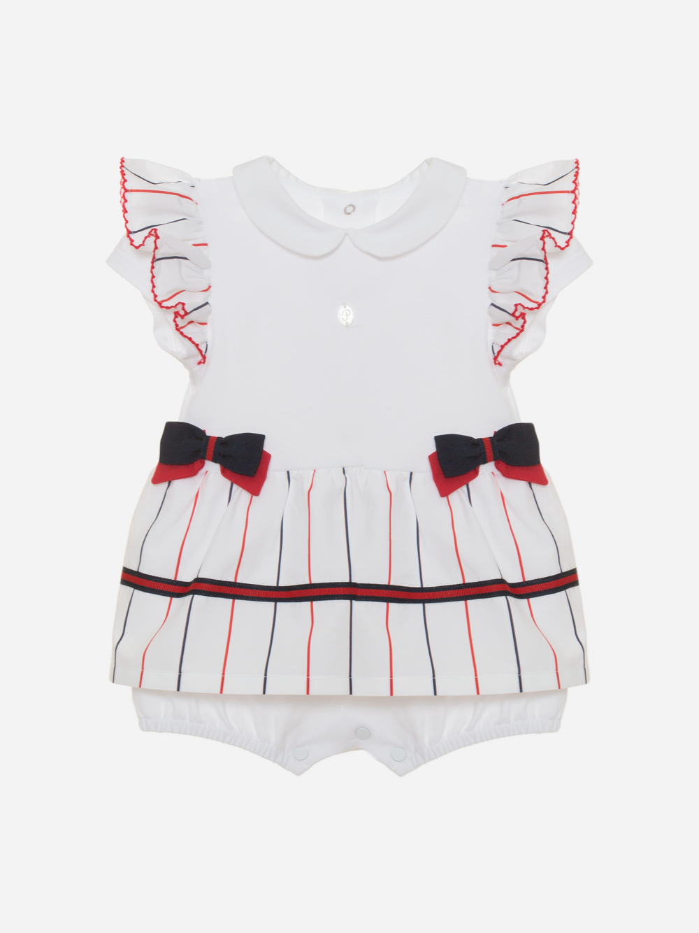 Baby girl white jumpsuit with bows