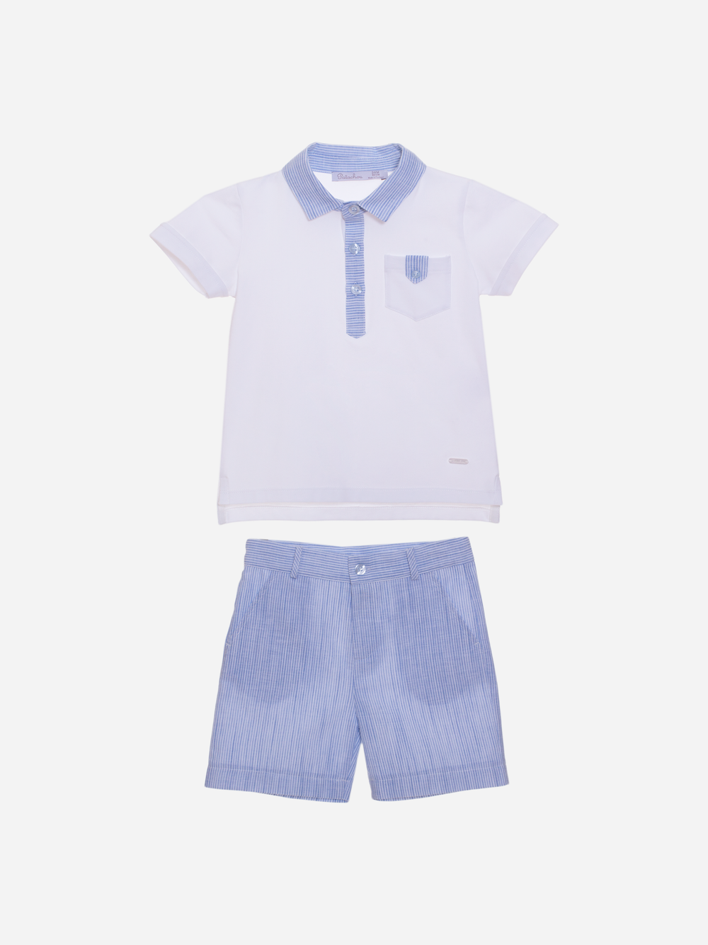 White and blue t-shirt and shorts set