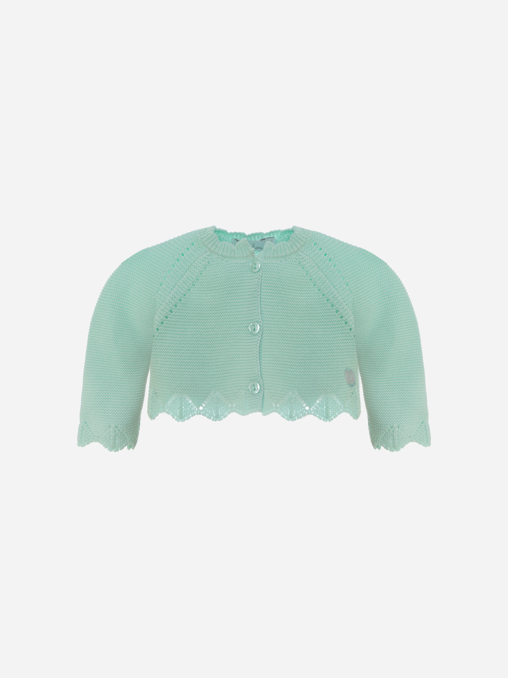 Girl's green water knit cardigan