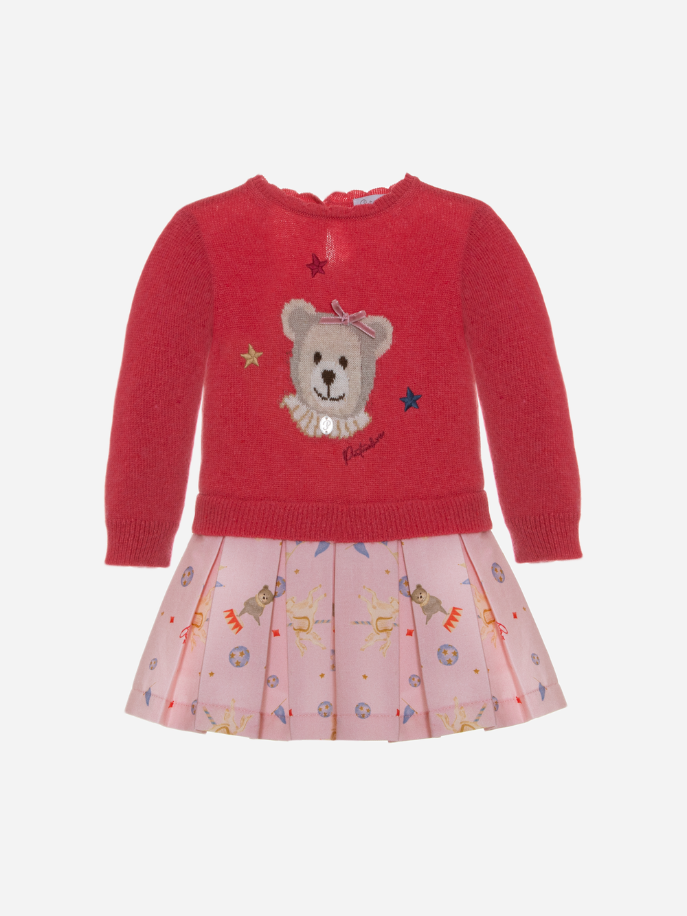 Coral circus print dress