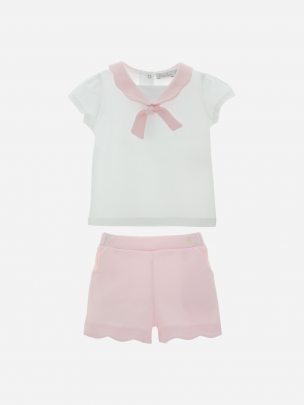 White and Pale Pink Interlock Set