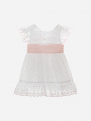 White Voile Embroidered Dress