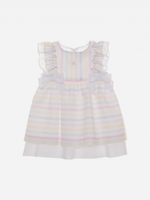 Multicolour Striped Satin Dress