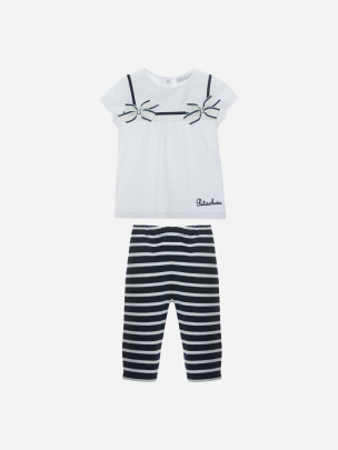 White and Navy Jersey Set