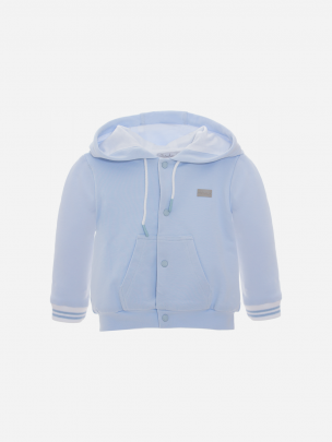 Blue Cotton Fleece Bomber