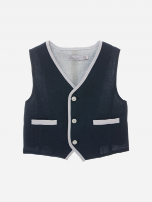 Navy Linen Vest