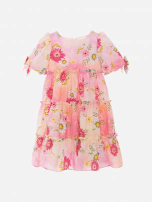 Tie Dye Floral Print Dress