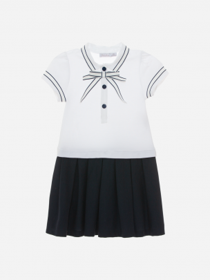 White and Blue Interlock Dress