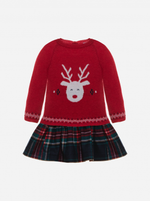 Red Knit and Tartan Flannel Dress