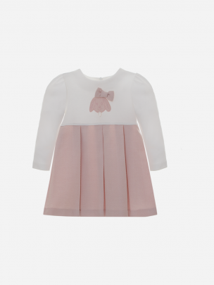 White Jersey and Pale Pink Flannel Dress