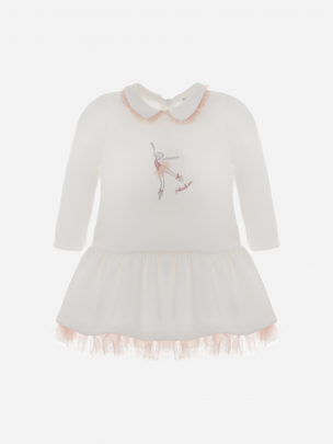 Off White Cotton Fleece Dress