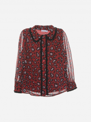 Red Leopard Print Chiffon Blouse