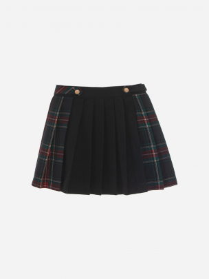 Navy and Tartan Flannel Skirt