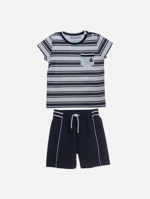 White and navy blue boys set