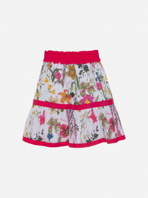 Kids girl white botanic print white skirt