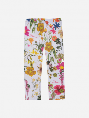 Kids girl white botanic print legging