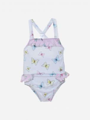 Exclusive white butterflies print swimsuit
