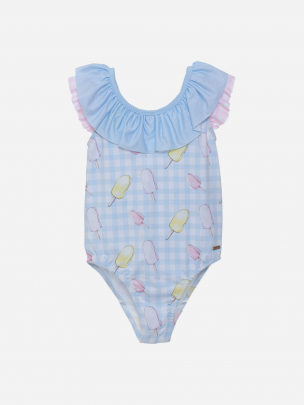 Girls blue swimsuit with ice cream print