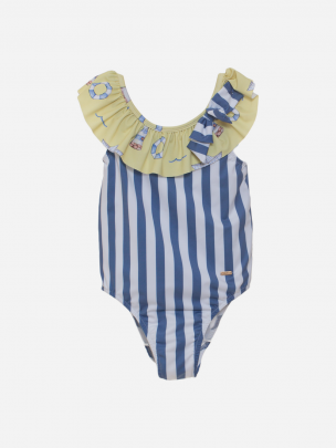 Girls blue stripes swimsuit