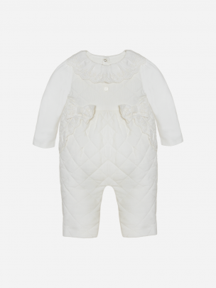 Ecru quilted micro-corduroy romper