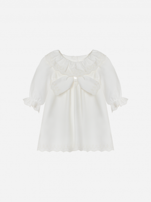 Ecru dress with frills 