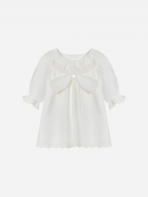 Ecru dress with frills 