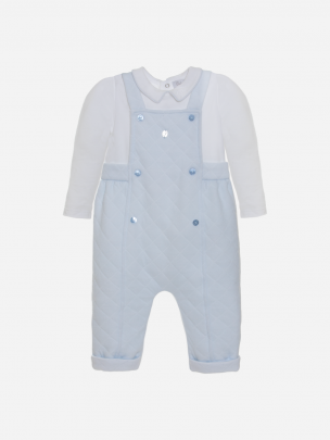 Blue and white jersey romper