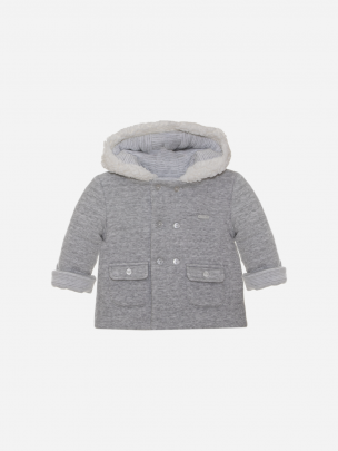 Melange grey double jersey coat