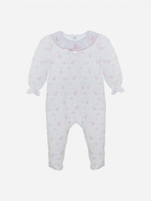 Babygrow em jersey estampado rosa