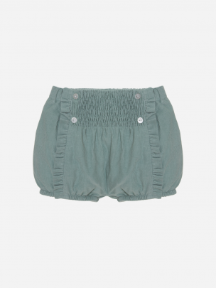 Sage green micro-corduroy shorts