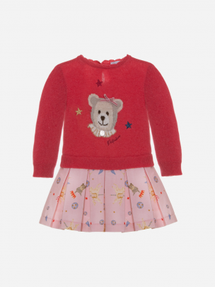 Coral circus print dress