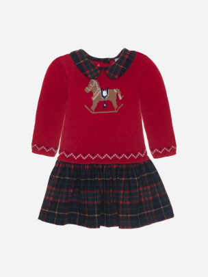 Red and tartan knit dress