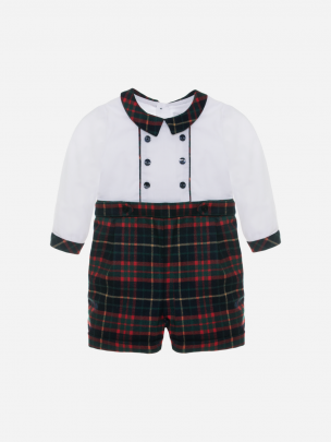 Brit tartan double breasted romper