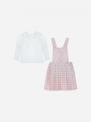 White and pink check set