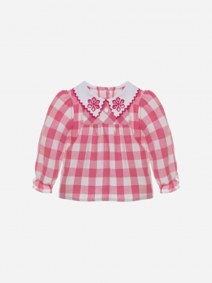 Blusa em vaiela xadrez rosa