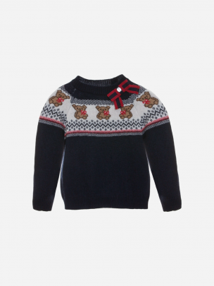 Navy Blue bear knit sweater