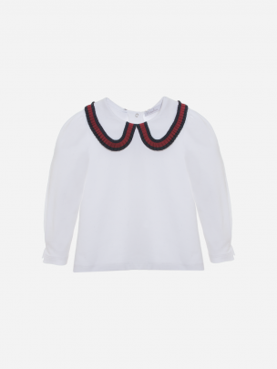 White and tartan jersey blouse
