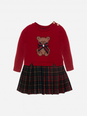 Red tartan jersey dress