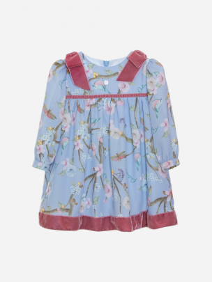 Blue botanic print dress