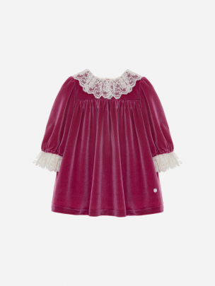 Pink velvet and lace dress