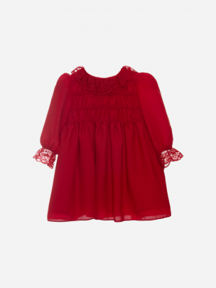 Red chiffon dress
