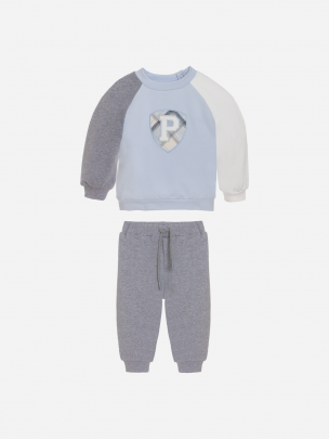 Pale blue, grey and ecru set