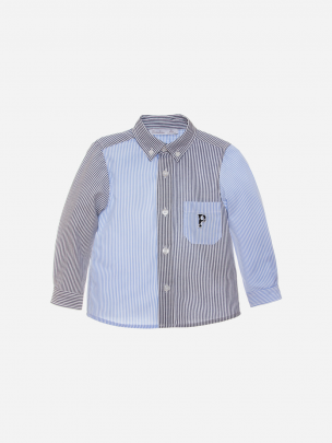 Camisa às riscas marinho e azul 