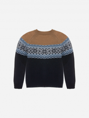 Marine fair isle knit sweater