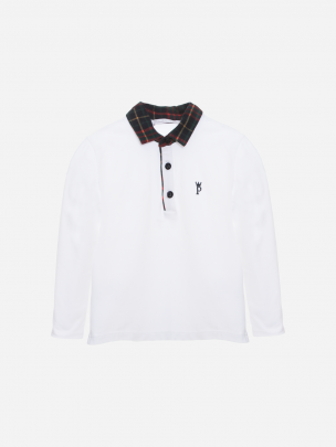White and tartan polo