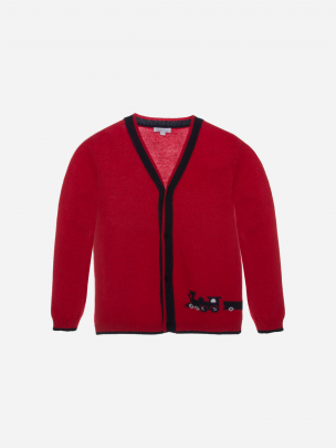 Red train knit cardy