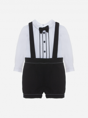 White and navy blue viyella romper