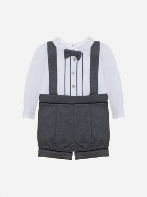 White and gray viyella romper