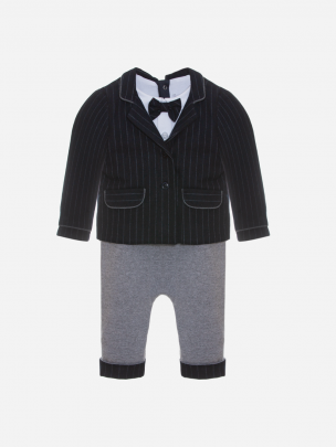 Marine and melange grey romper