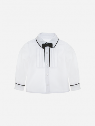 Camisa em vaiela branca com laço pisco branco